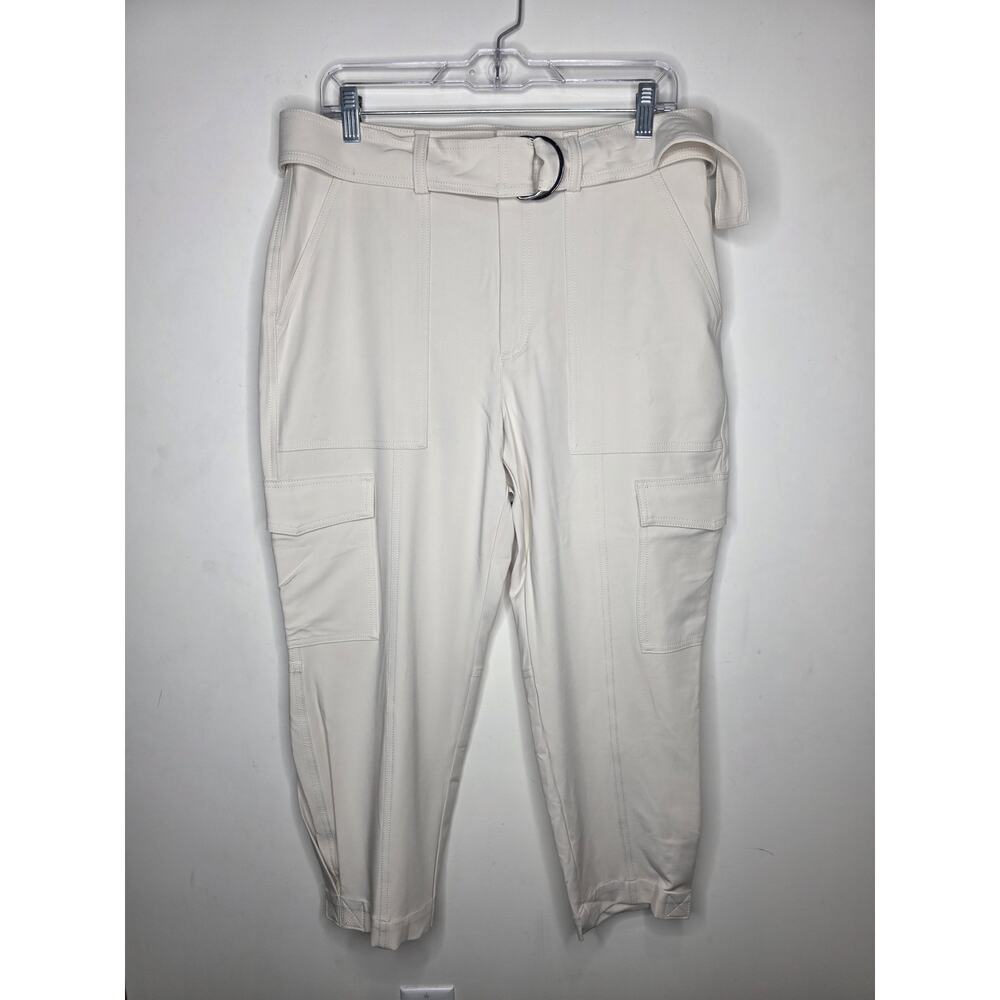 Banana Republic creamy white belted tapered leg cargo pants - 12P 12 petite
